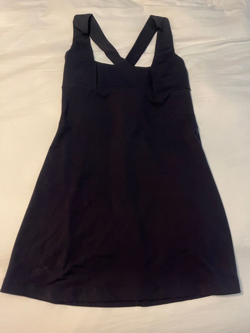Black square neck Sleeveless A-Line Dress